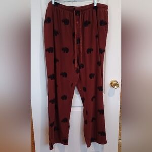 TIMBER RIDGE 100% POLYESTER FLEECE PJ/LOUNGE BOTTOMS 3XLT BROWN W/BLACK BEARS